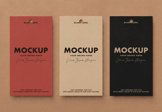 Kraft Paper Hang Tag Mockup Set with Texture