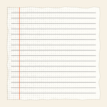 Blank lined notebook paper sheet with a red margin