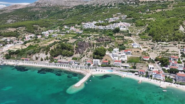 Podstrana Coastal Pier And Road Along The Adriatic Coast, Croatia