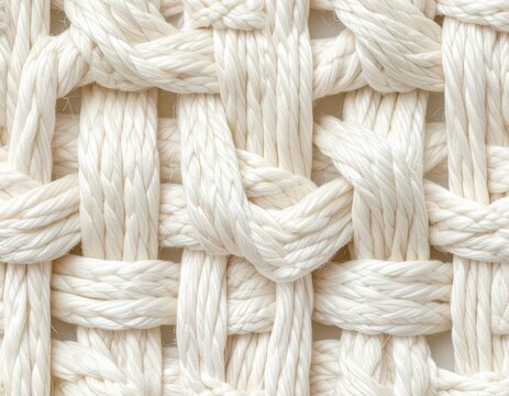 Seamless open woven lattice grid of unbleached hemp cord texture in natural off-white