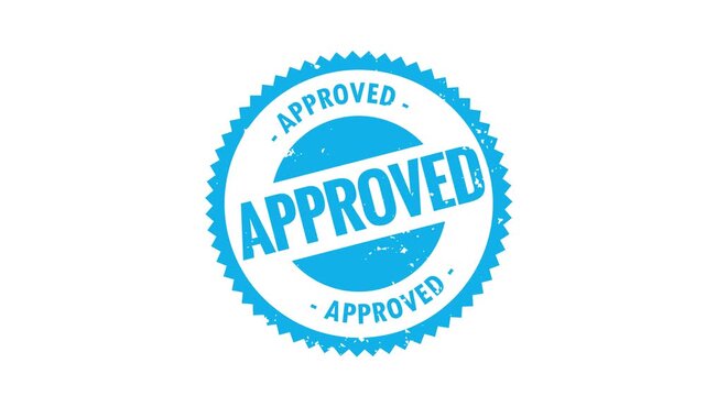 Approved grunge retro blue, red, green isolated stamp on white background. Motion Graphics