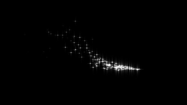 glitter star sparkle animation, magic line dust, pixie dust path, night star glitter  seamless fantasy effect on black screen overlay 4k.
