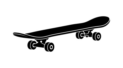 Black skateboard silhouette against a white background © tawsif