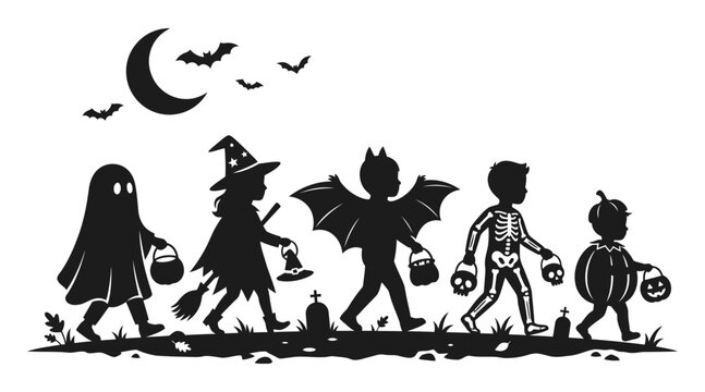 A spooky silhouette parade celebrating the magic of halloween night