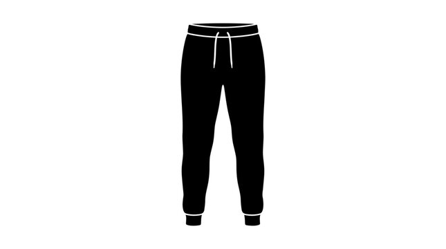 Black sweatpants with drawstrings are depicted as a silhouette