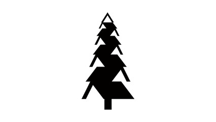 Fototapeta premium Pine Tree With Roof, symbol of education, black isolated vector silhouette
