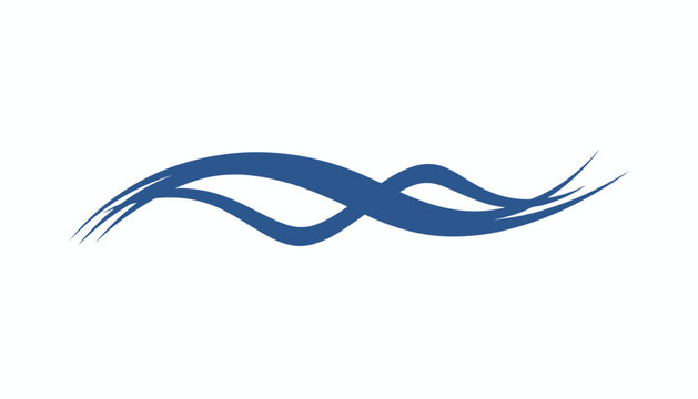 Abstract blue paint stroke featuring multiple elegant flowing waves representing water isolated on a clean white background.