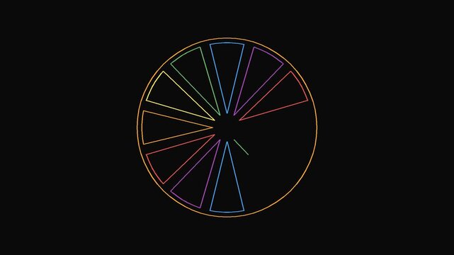 Wheel diagram graphic shows colorful triangular segments arranged inside a neon circular outline.