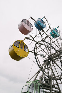 Colorful vintage Ferris wheel cars