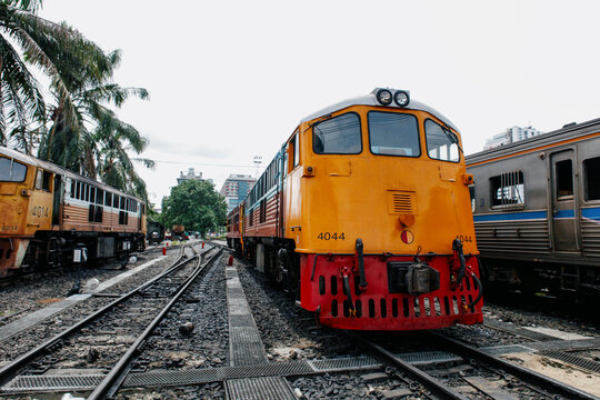 Train Parked at Railway Station During Daylight