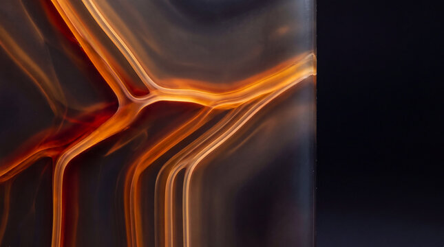 Converging 3D veins fade from amber into deep red