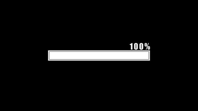 Minimalist loading bar animation with percentage counter progress indicator for digital interface and software ui