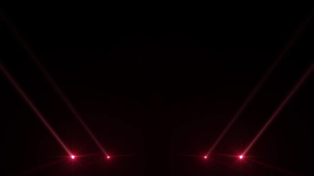 Spotlight lens flare red lights sparkling on theater stage concert show overlay effect on background. spot lighting VFX for party, music event, e-sports, studio, disco
