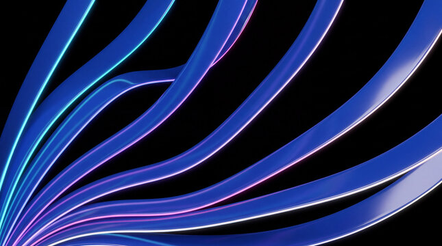 Neon 3D cables radiate from a glowing chrome corner