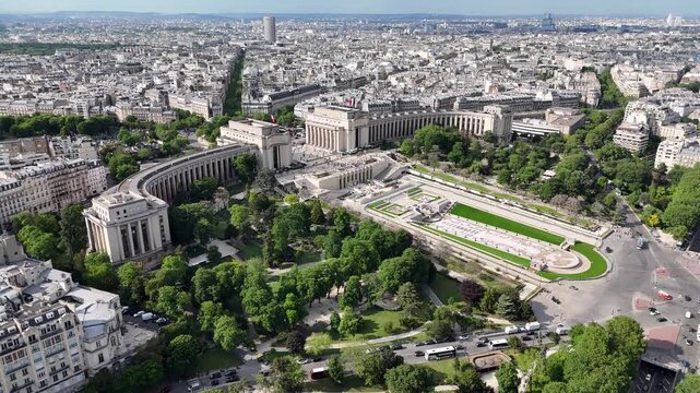 Trocadero Square In Paris France Island France. Breathtaking Aerial View Of Seine River In Capital Of France. Landmark Town. Downtown Cityscape. Paris France Island.
