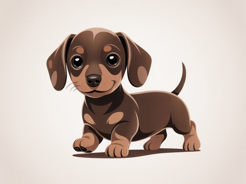 Cute cartoon dachshund puppy walking playful pet animal