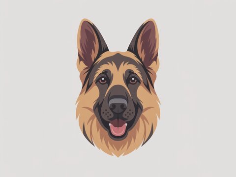 German shepherd dog face close up portrait illustration