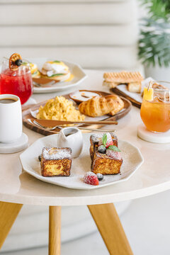 Breakfast set on the table
