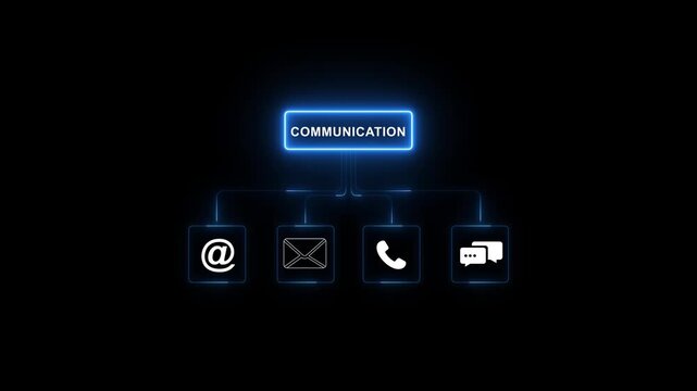 Abstract Neon Geometric Shapes Glowing in icons animated use of contact us and communication, Dark Room with Reflections. with neon toolbox any item use for animation.