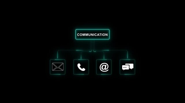 Abstract Neon Geometric Shapes Glowing in icons animated use of contact us and communication, Dark Room with Reflections. with neon toolbox any item use for animation.