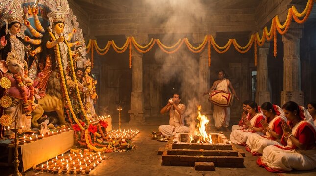 Sandhi Puja Transition Ritual &ndash; Sacred Ashtami Navami Worship