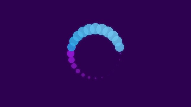 Abstract Blue Loading Spinner with Gradient Dots on Purple Background