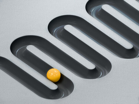 Ball Moves Through a Winding Path in a Creative Design