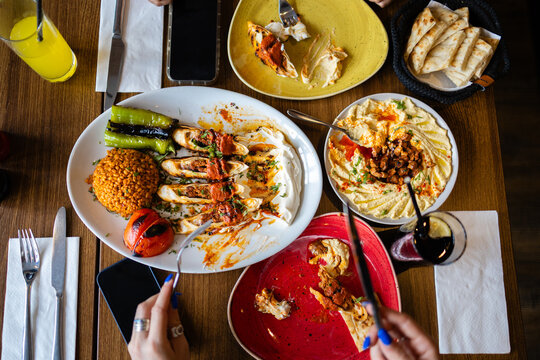 Turkish dishes spread across the table