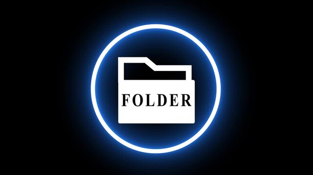 Glitch animated folder icon appearing and disappearing.4k motion video