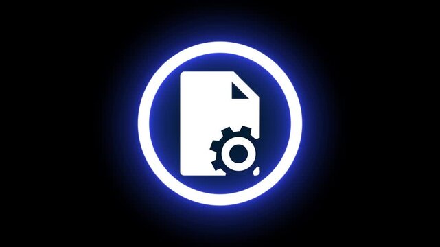 Animated file configuration icon appearing and disappearing on black background. 4k motion video