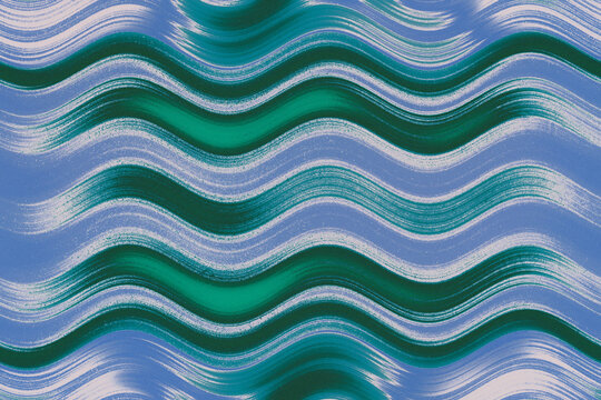 Rhythmic Emerald Wave Pattern with Painterly Texture