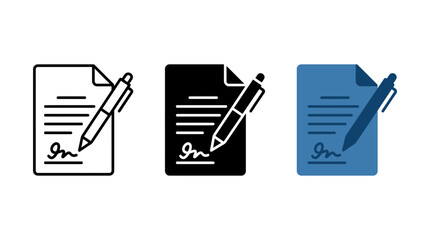 Document signing icon set featuring pen and contract paper symbols document signature © Al Rafi