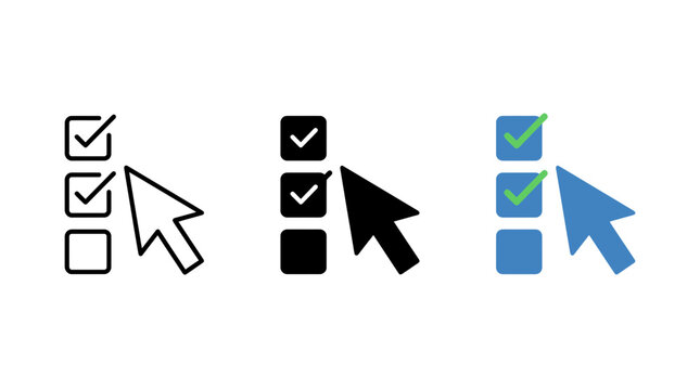 Cursor pointer clicking on checkbox list items with checkbox selection interface