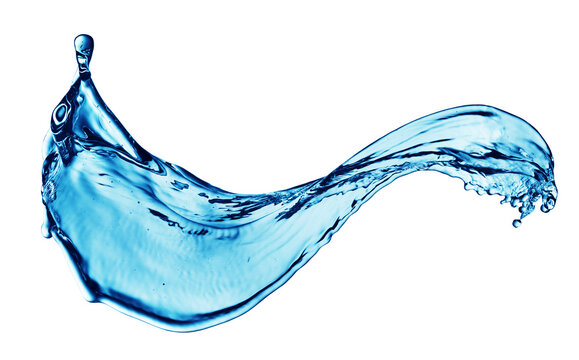 Blue water splashing on a backdrop.