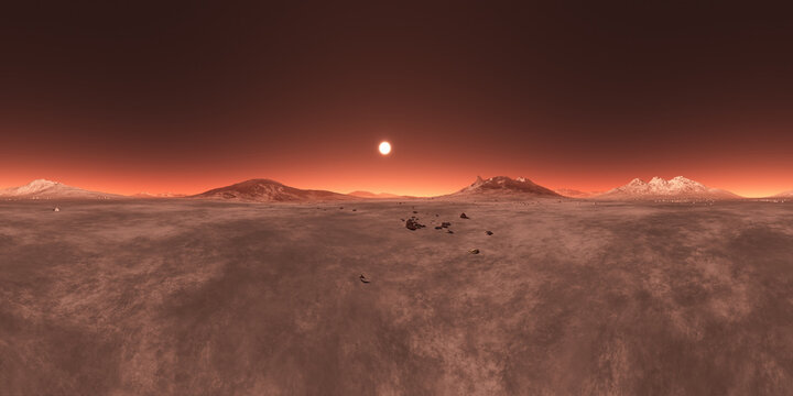 Red planet environment map simulating Martian landscape