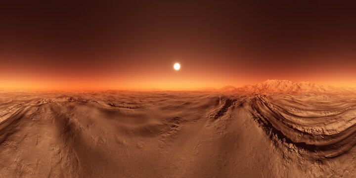 Red planet environment map simulating Martian landscape