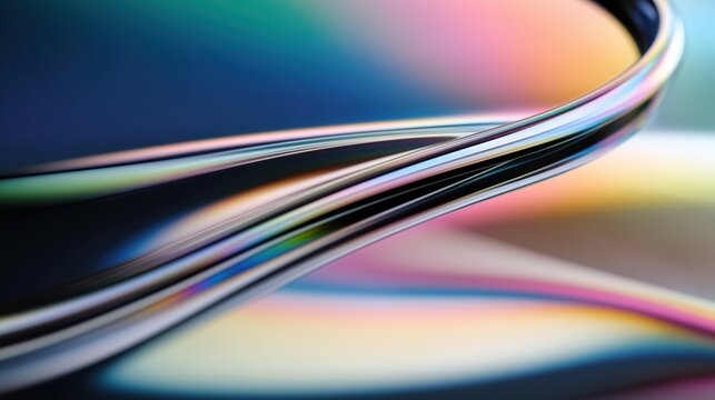 Iridescent liquid metal waves with smooth flowing forms and shimmering reflections, a vivid futuristic abstract background for modern branding technology and creative design