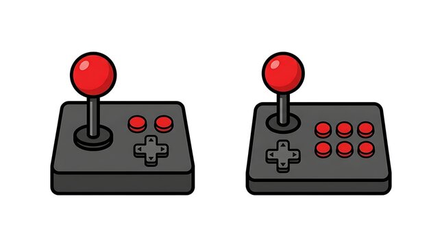 Retro Arcade Joystick Gaming Icon Set for Classic Entertainment