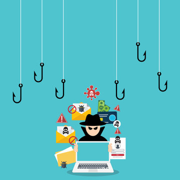 Online Fraud and Internet Scam Concept with Cybercriminal and Computer