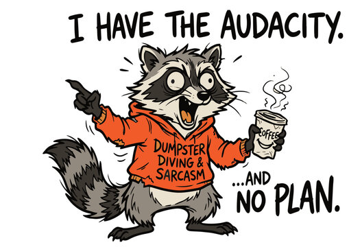 Sarcastic Unhinged Raccoon Funny Meme SVG Illustration