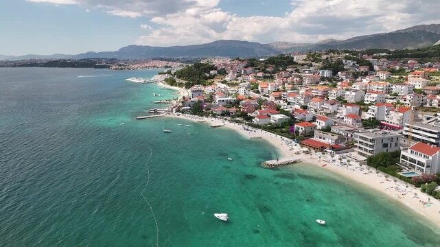 Panoramic Podstrana Coastline And Mediterranean Waterfront, Croatia