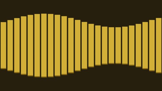 Abstract yellow bar chart pattern with wave shape on a dark brown background