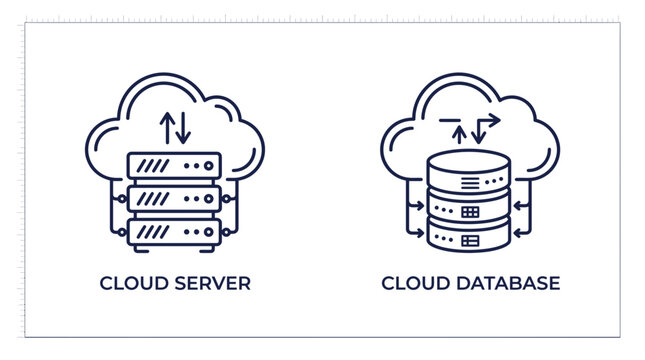 Cloud server and database connection illustration Vector