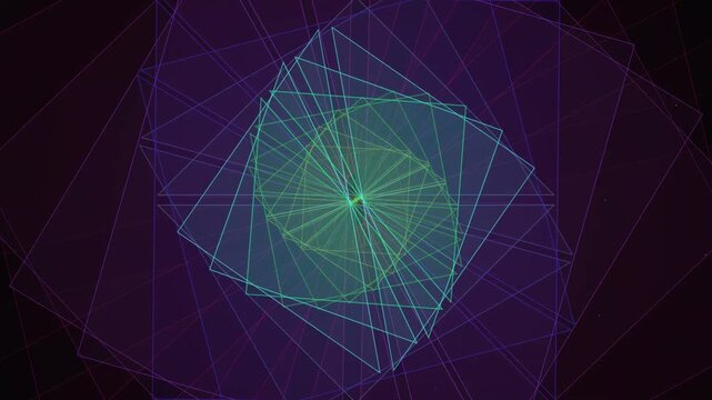 Geometric shapes and lines intersect.