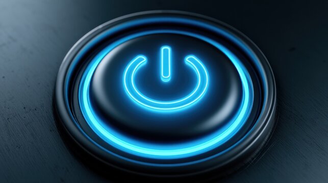 Power button symbol neon light glow