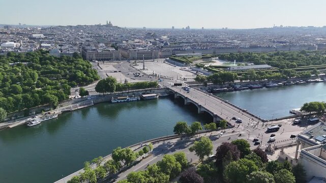 La Concorde Square In Paris Ile De France France. Beautifully Designed Park Adorned With Lush Greenery. Urban Backgrounds. Downtown Cityscape. Paris ile de france.