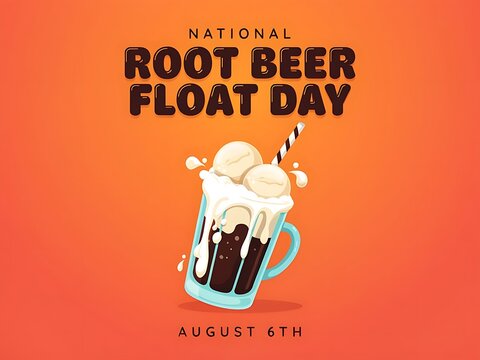 National Root Beer Float Day celebration design with a cold drink and ice cream scoop