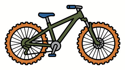 Naklejka premium Mountain bike with orange wheels and black frame