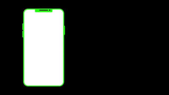 Smartphone black  Screen Mockup Animation with Mobile Device Frame, Blank Chroma Key Display for App UI, Video Replacement, Screen Recording, 4K