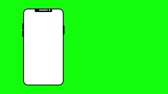 Smartphone Green Screen Mockup Animation with Mobile Device Frame, Blank Chroma Key Display for App UI, Video Replacement, Screen Recording, 4K